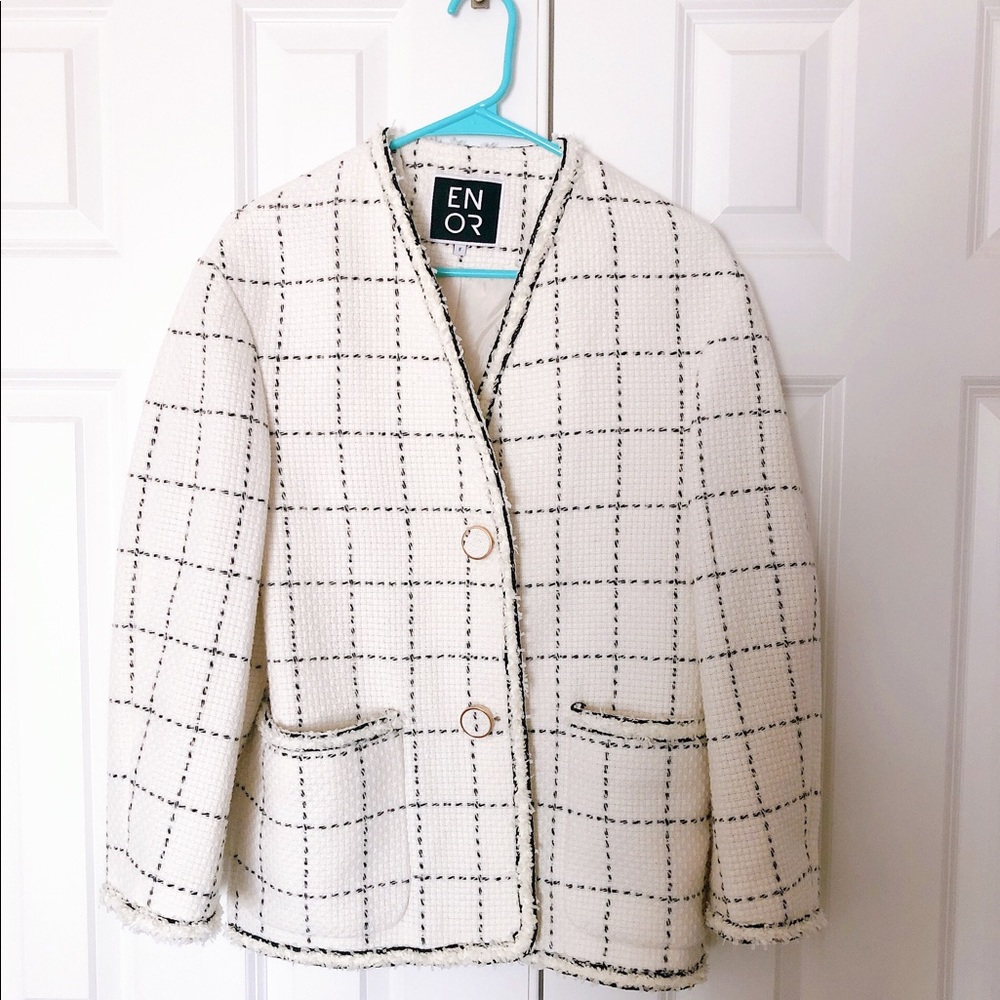Check Tweed Jacket White